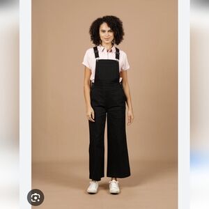 Black RoscieWide-Leg Overalls with Adjustable Straps By Bridge And Burn Size 28"